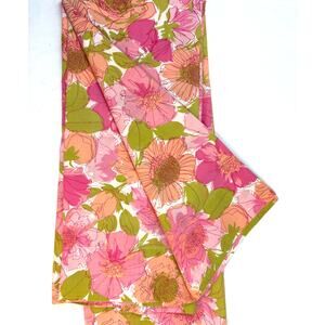 Vintage Double/Full Flat Sheet Springmaid Large Floral Print Peach/Pink 1970s